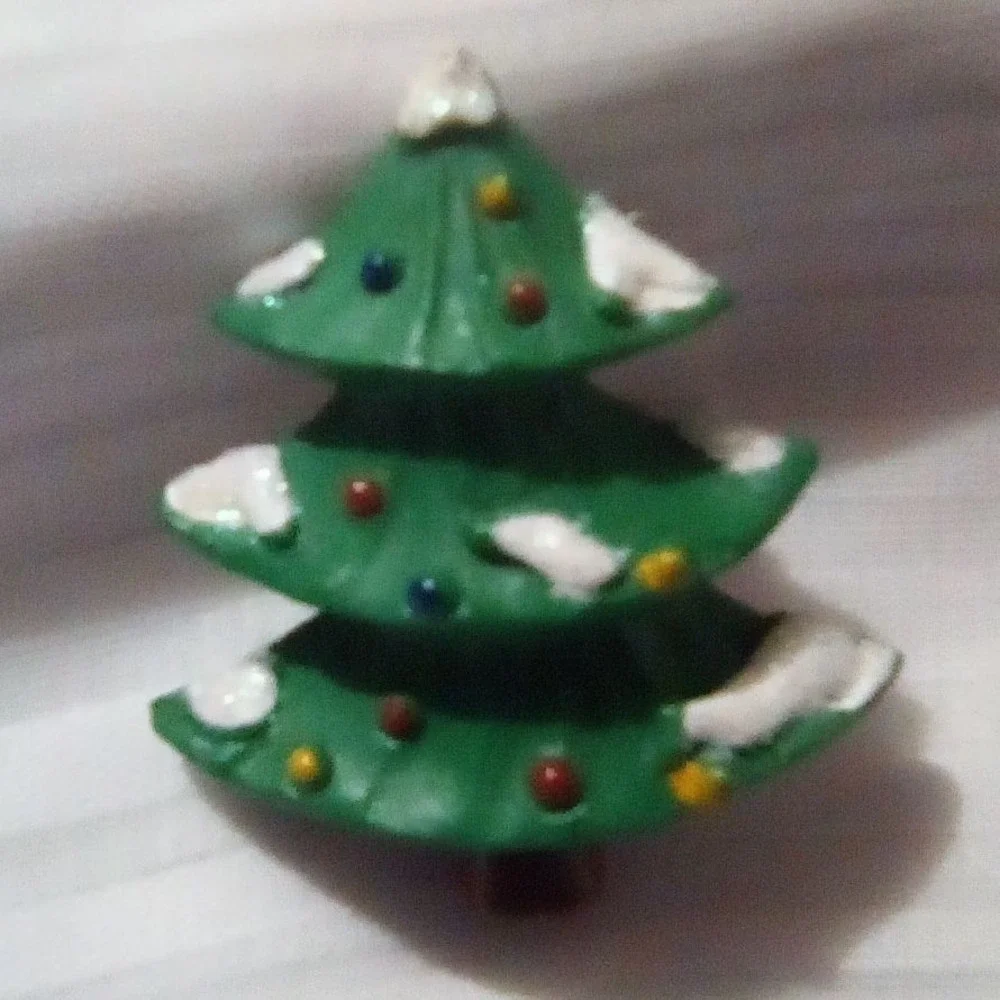 Vintage Santa Carrying a Candy Cane with Ringing Bells Red Enamel Gold Tone Pin+